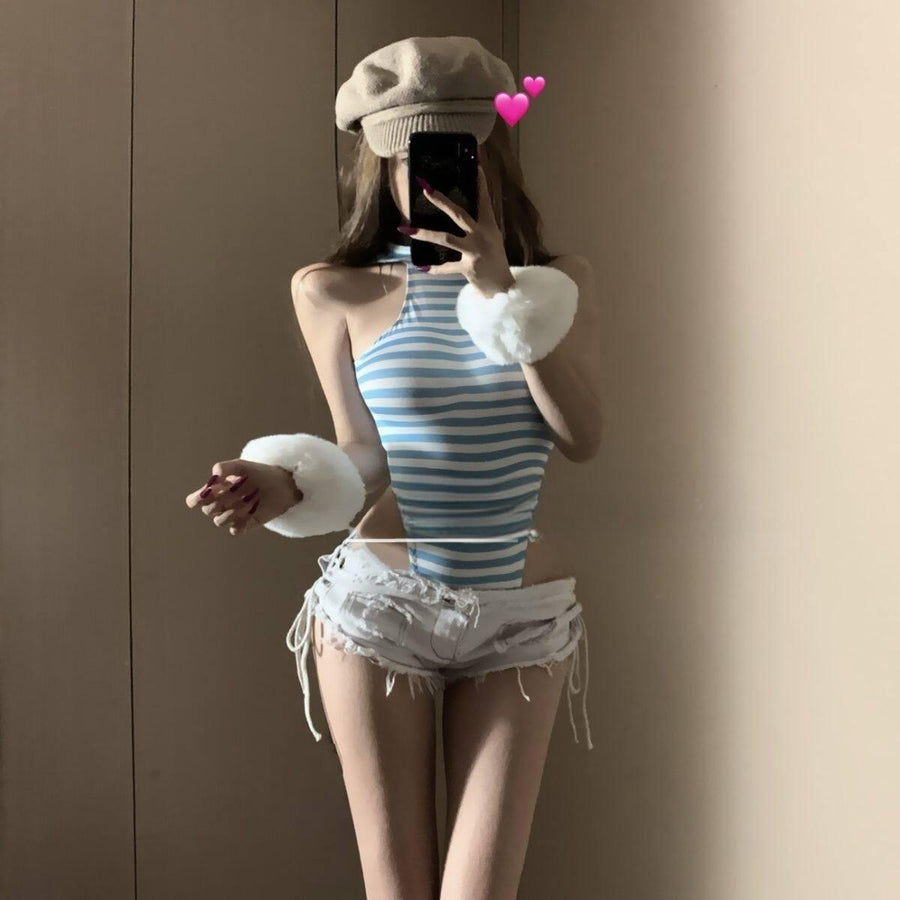 ♀party mini dress · blue · glossy body-hugging fit
