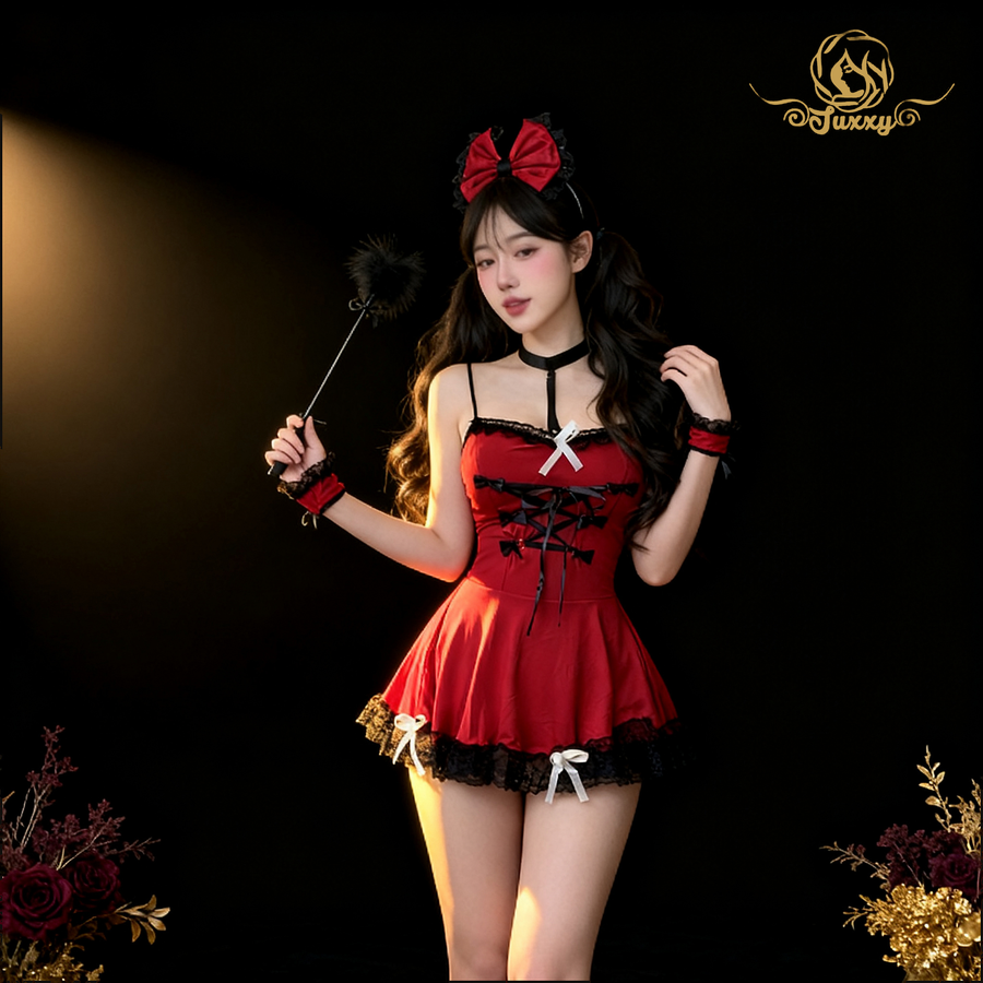 Gothic red and black? color scheme Lolita style cosplay lingerie dress ??