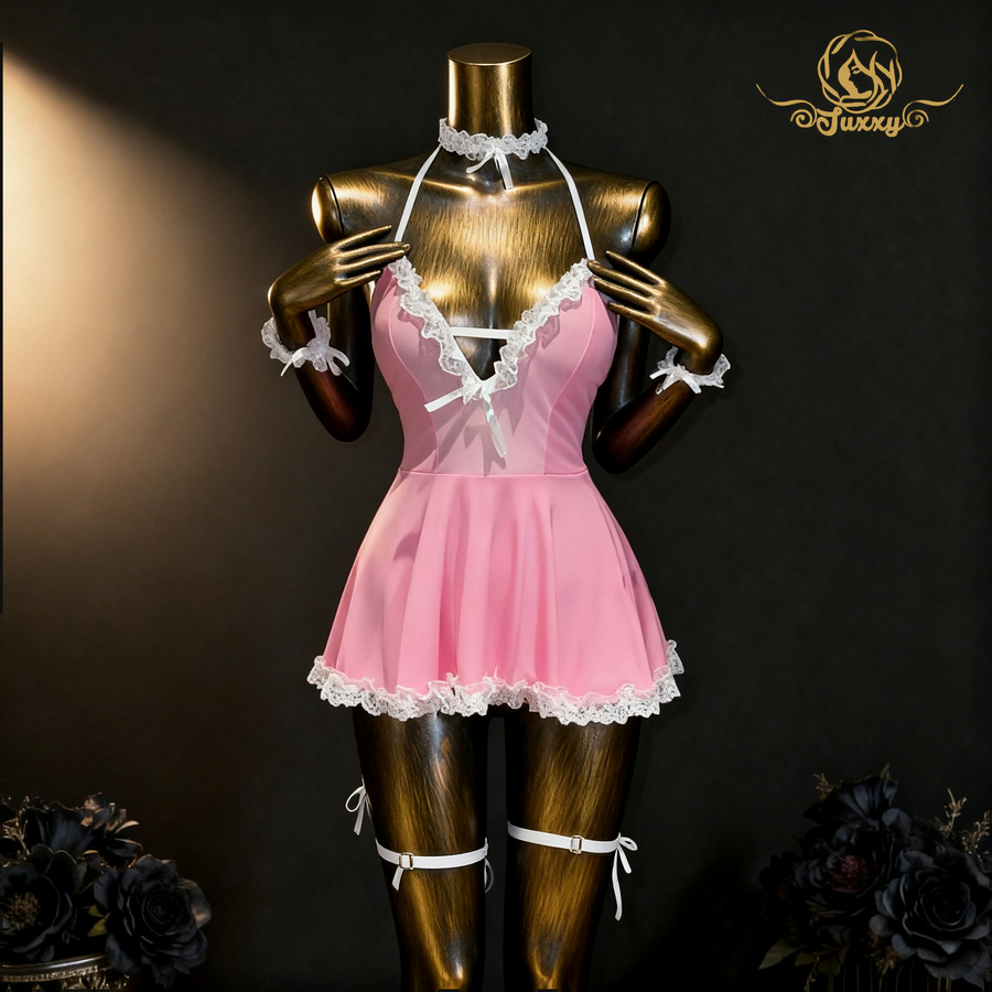 This simple ?? dress features a spaghetti strap design that beautifully showcases her back and legs ??