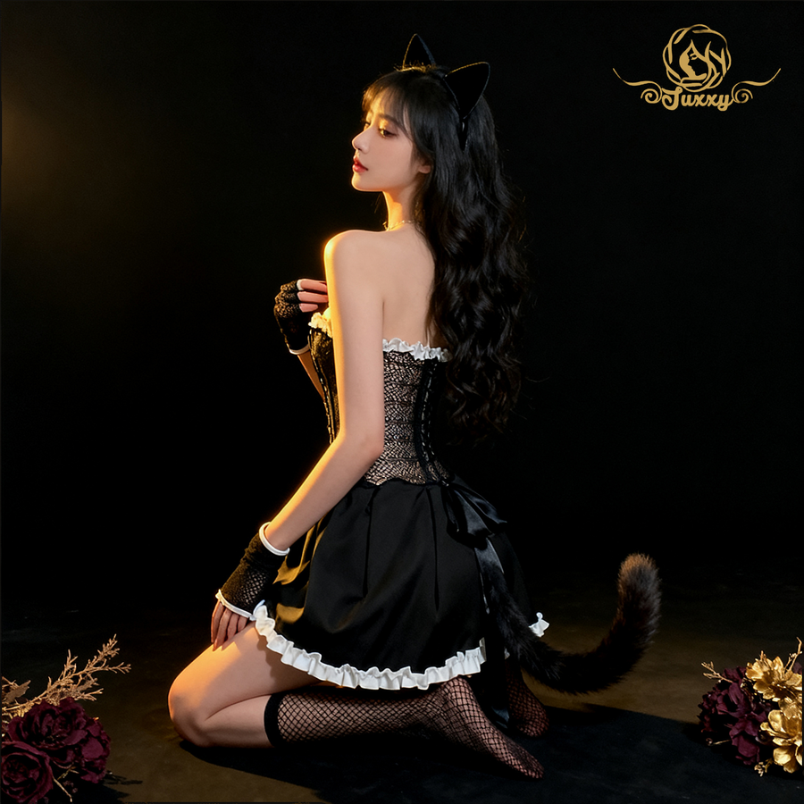 "Be Your Cat" ??Sexy and Cute Role-Playing Kitten Girl Lace Dress Lingerie Uniform??