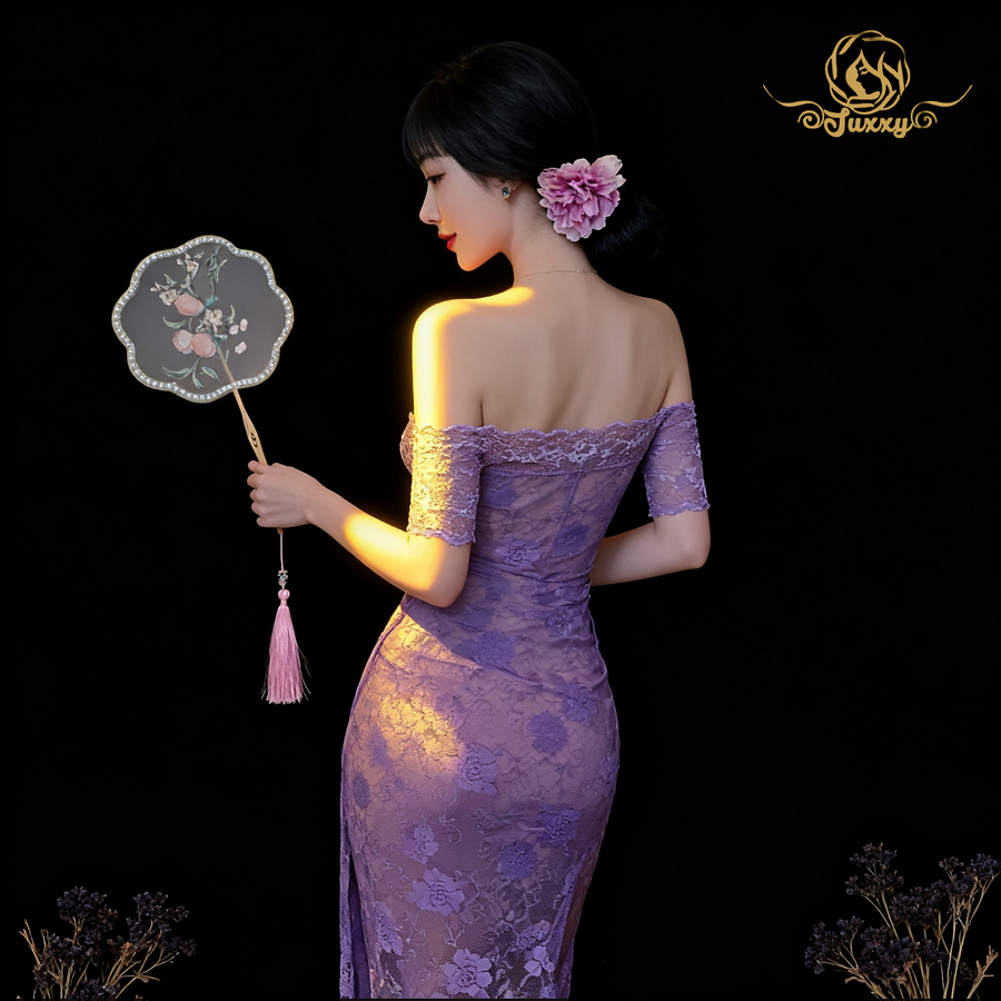 🟣Chinese hanfu style · Purple · sheer layered classic