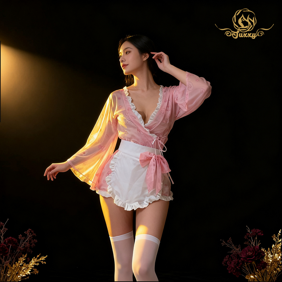 Sexy and comfortable kimono-style cosplay High-quality pajamas with lace trim