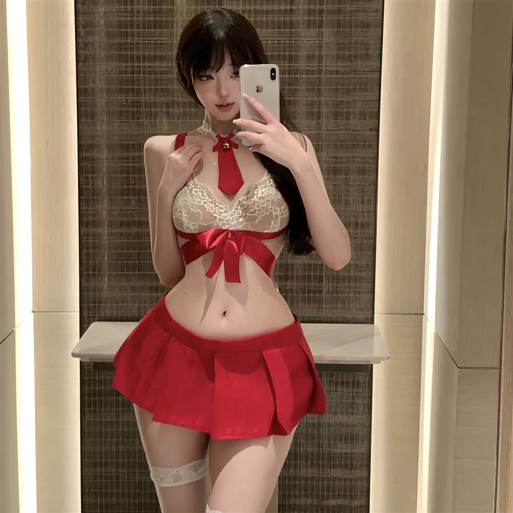 "Sleepless Tonight" ??Sexy Senior Girl JK Uniform Lace Top and Mini Pleated Skirt - A Sexy Date Outfit??