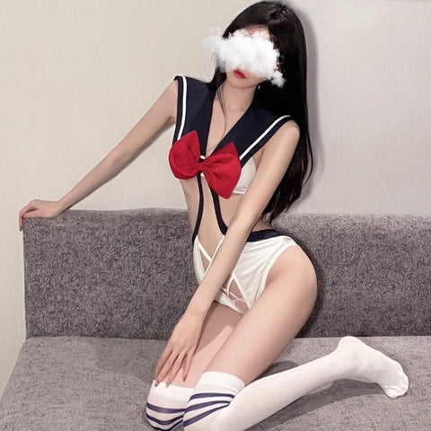 Simple style ?? more sexy JK school style hollow design student ?? sexy uniform