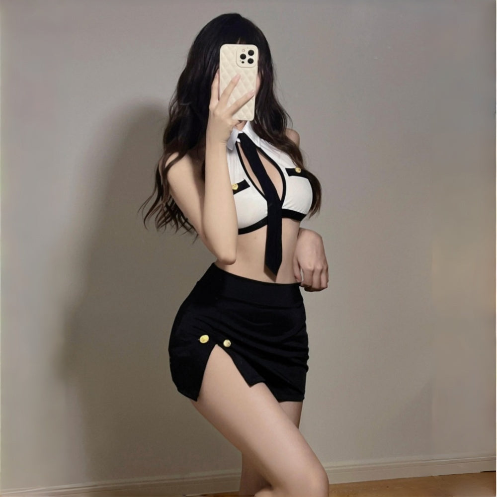 Sexy pilot/flight ??attendant cosplay uniform halter neck tight design??