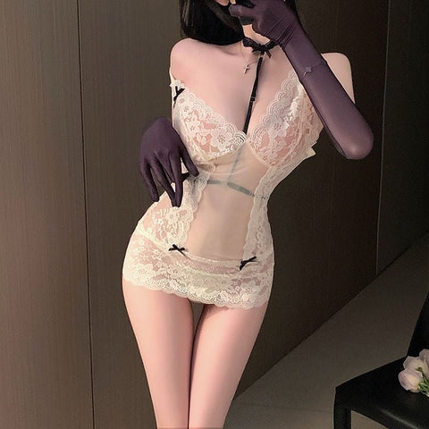 ??A sexy halter-neck, sheer, super short bodycon skirt??
