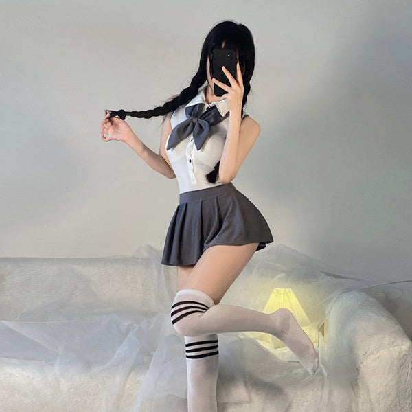 Pure and innocent JK school style ?? Sexy uniform with short pleated skirt ???????