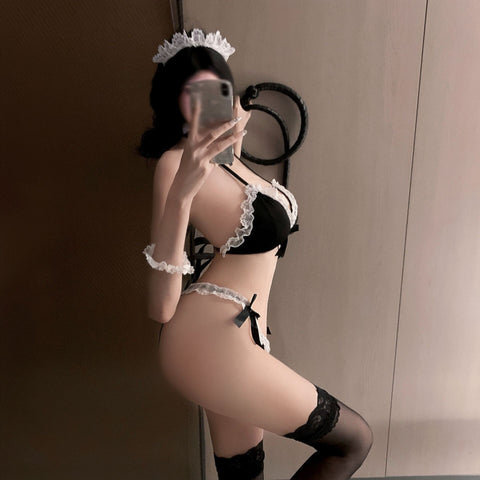 "Heart-Fluttering Little Maid" ?? Sexy Bikini Three-Piece Temptation Set??