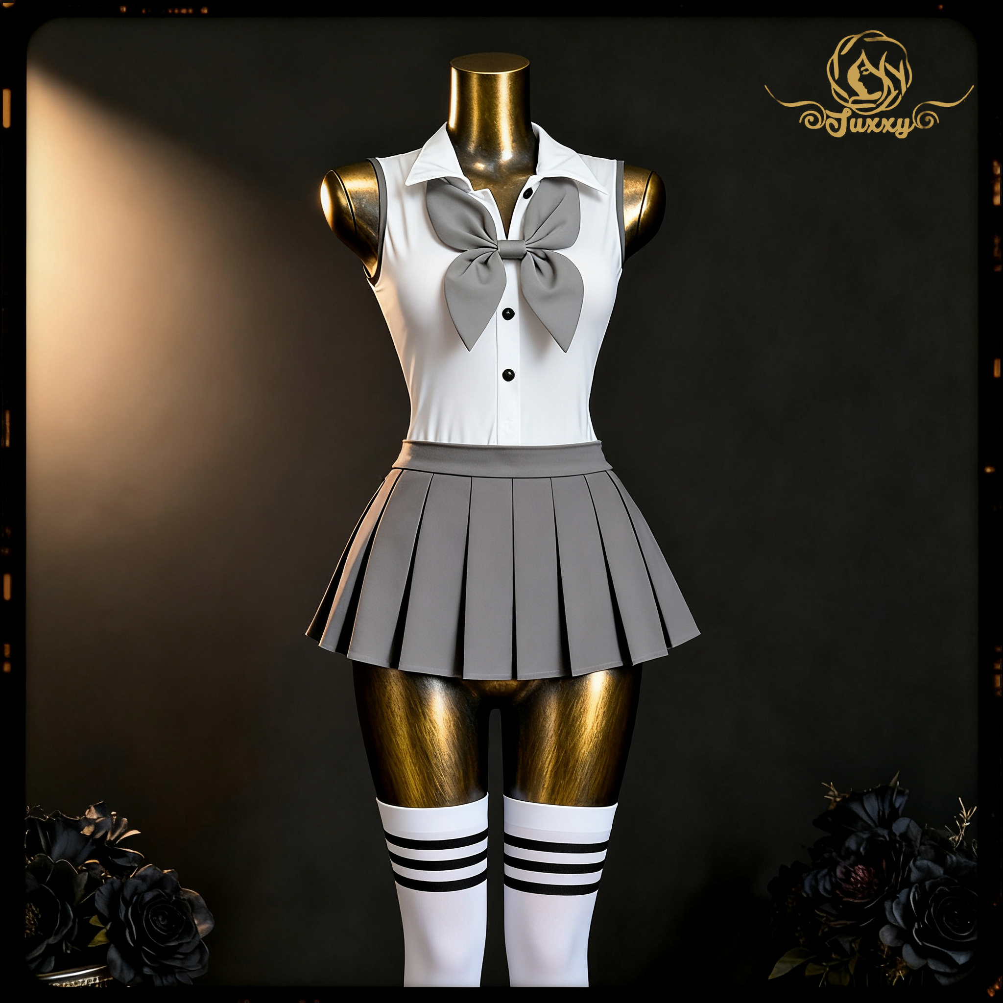 🍃JK pleated skirt set · White · cute schoolgirl vibe