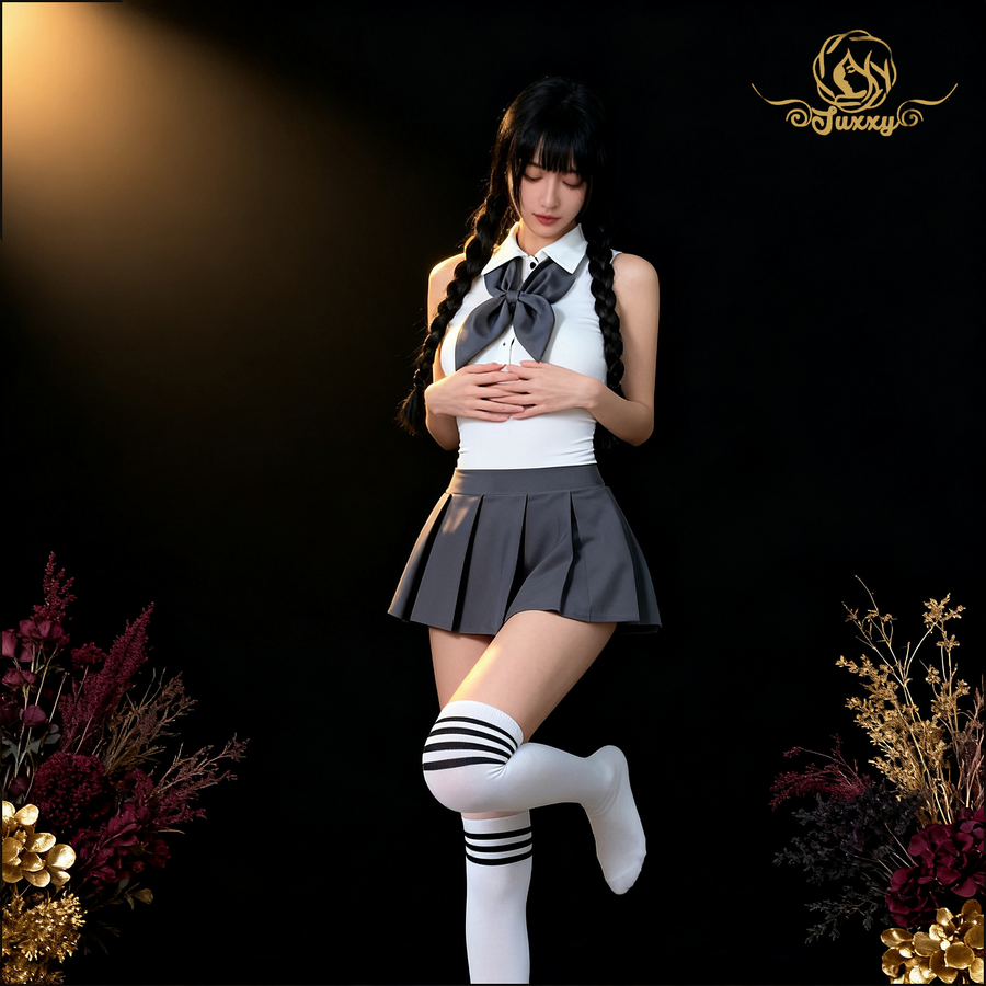 Pure and innocent JK school style 🍃 Sexy uniform with short pleated skirt 👩🏻‍🎓