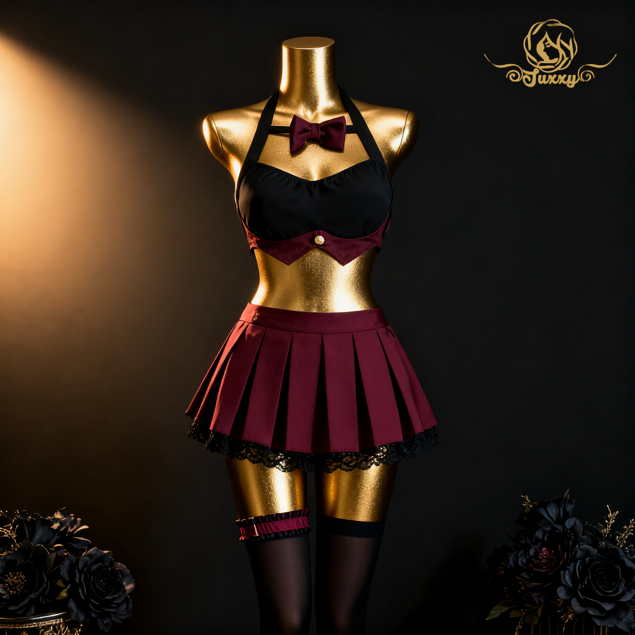 High-end erotic ??cosplay outfits include a matching bow decoration and a pleated skirt.?????