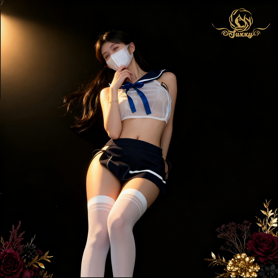 See-through sailor uniform company 💻 work uniform style sexy lingerie 💞