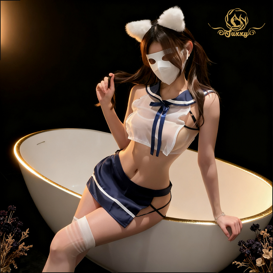 See-through sailor uniform company 💻 work uniform style sexy lingerie 💞