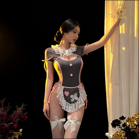 🎀maid lace apron set · gray · lace apron roleplay