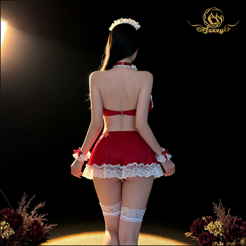 Sexy 🖤two-piece maid outfit in red and black 💖