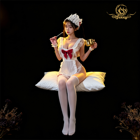🎀maid lace apron set · white · lace apron roleplay