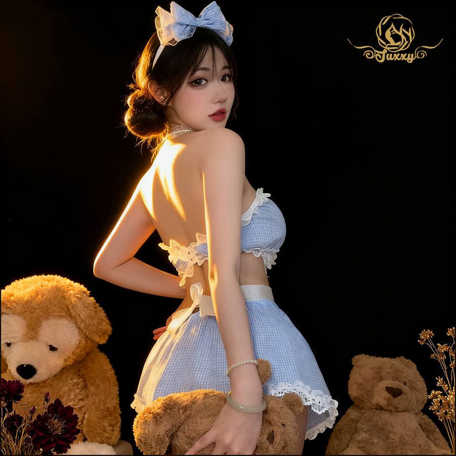 🎀maid lace apron set · blue · lace apron roleplay