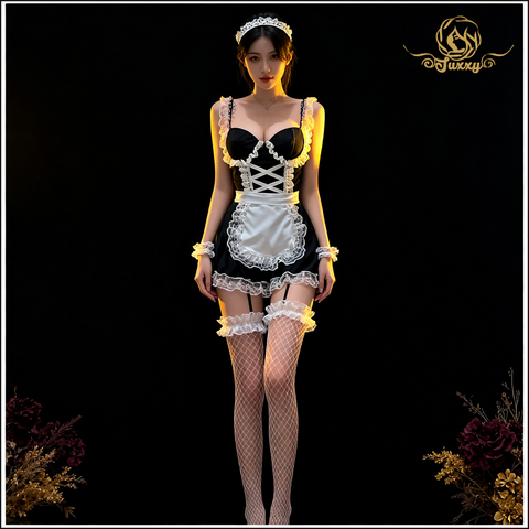 🎀maid lace apron set · black · lace apron roleplay