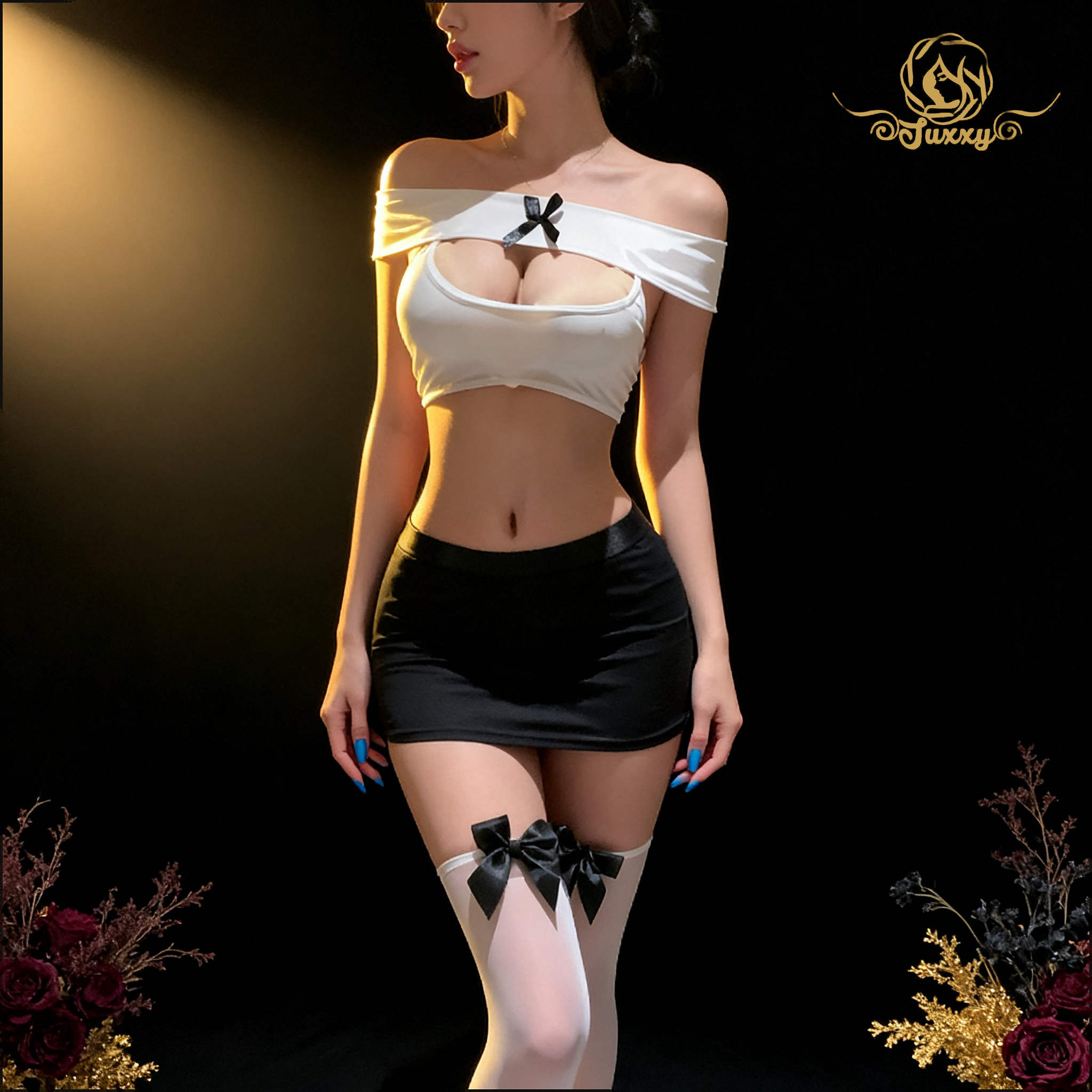 🎀bunny girl bodysuit · white · fluffy trim coquette