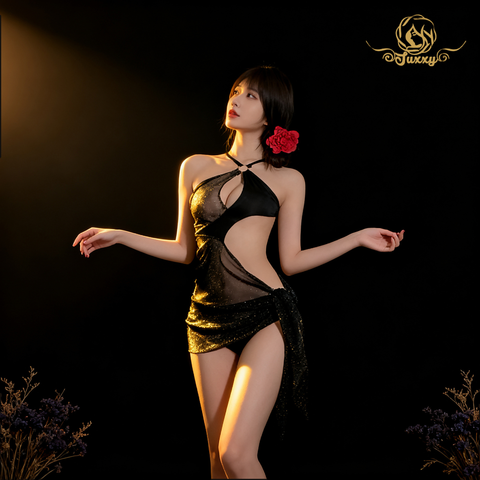 🎀bunny girl bodysuit · black · fluffy trim coquette