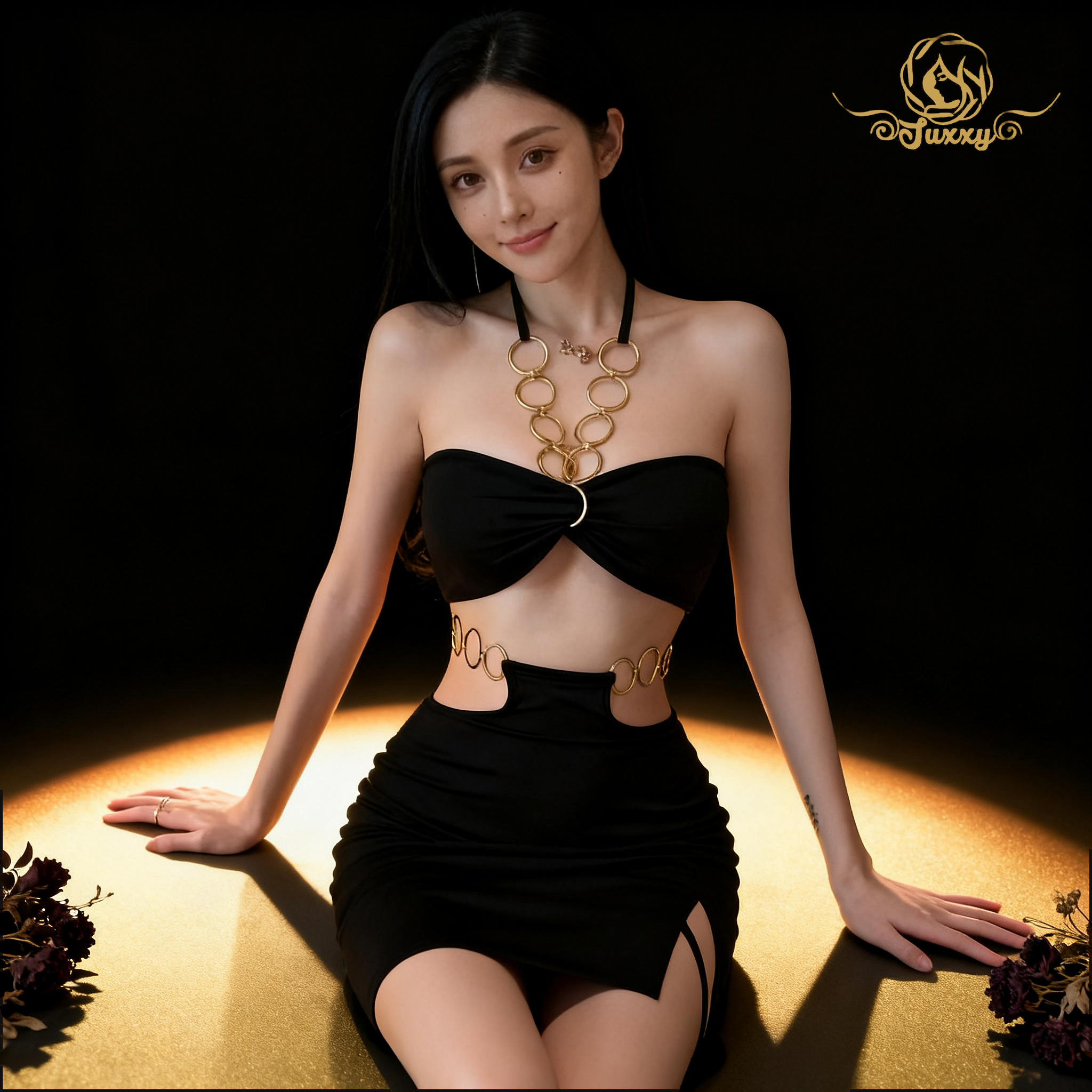 🎀bunny girl bodysuit · Black / Red · fluffy trim coquette