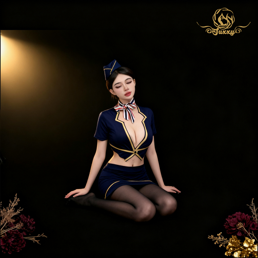"Special?? Treatment for Flight Attendants" Sexy Flight Attendant Role-Playing Lingerie Uniform???????