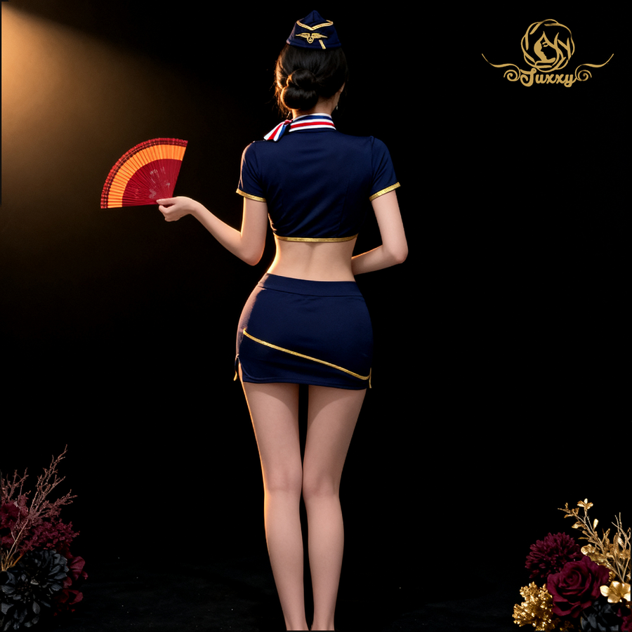 "Special?? Treatment for Flight Attendants" Sexy Flight Attendant Role-Playing Lingerie Uniform???????