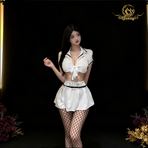 🎀cheongsam slit dress · white / blue · high-slit oriental style