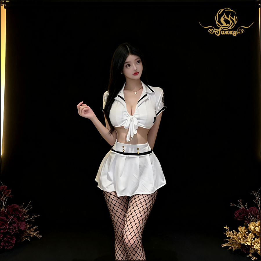 🎀cheongsam slit dress · white / blue · high-slit oriental style