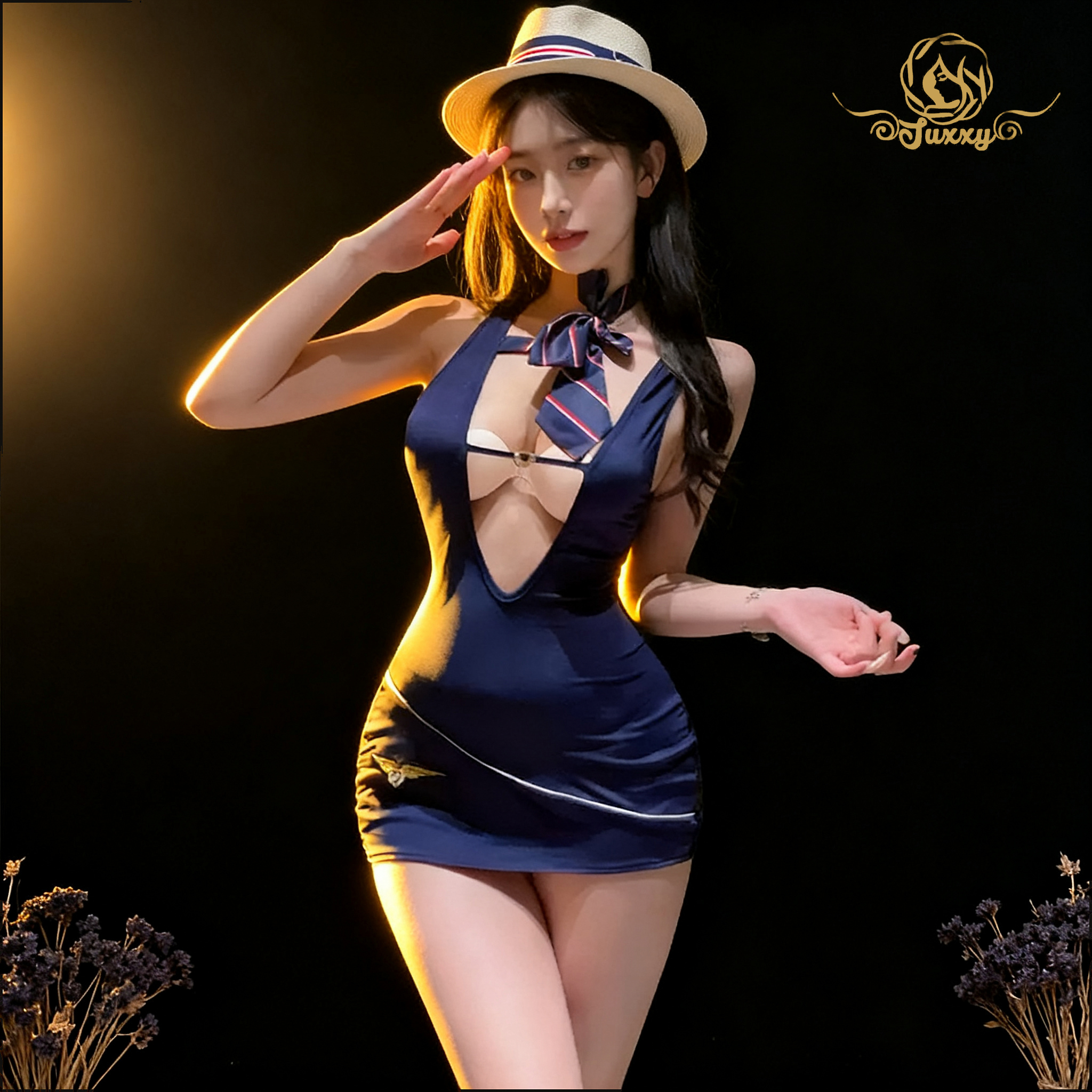 🎀cheongsam slit dress · blue · high-slit oriental style