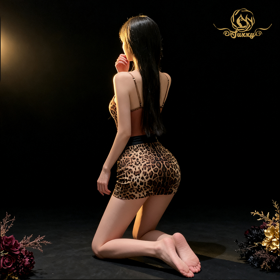 "Wild Temptation" 🤎Leopard Print Lace Sexy Hot Girl Style Camisole Style Push-Up Underwire Lingerie👜