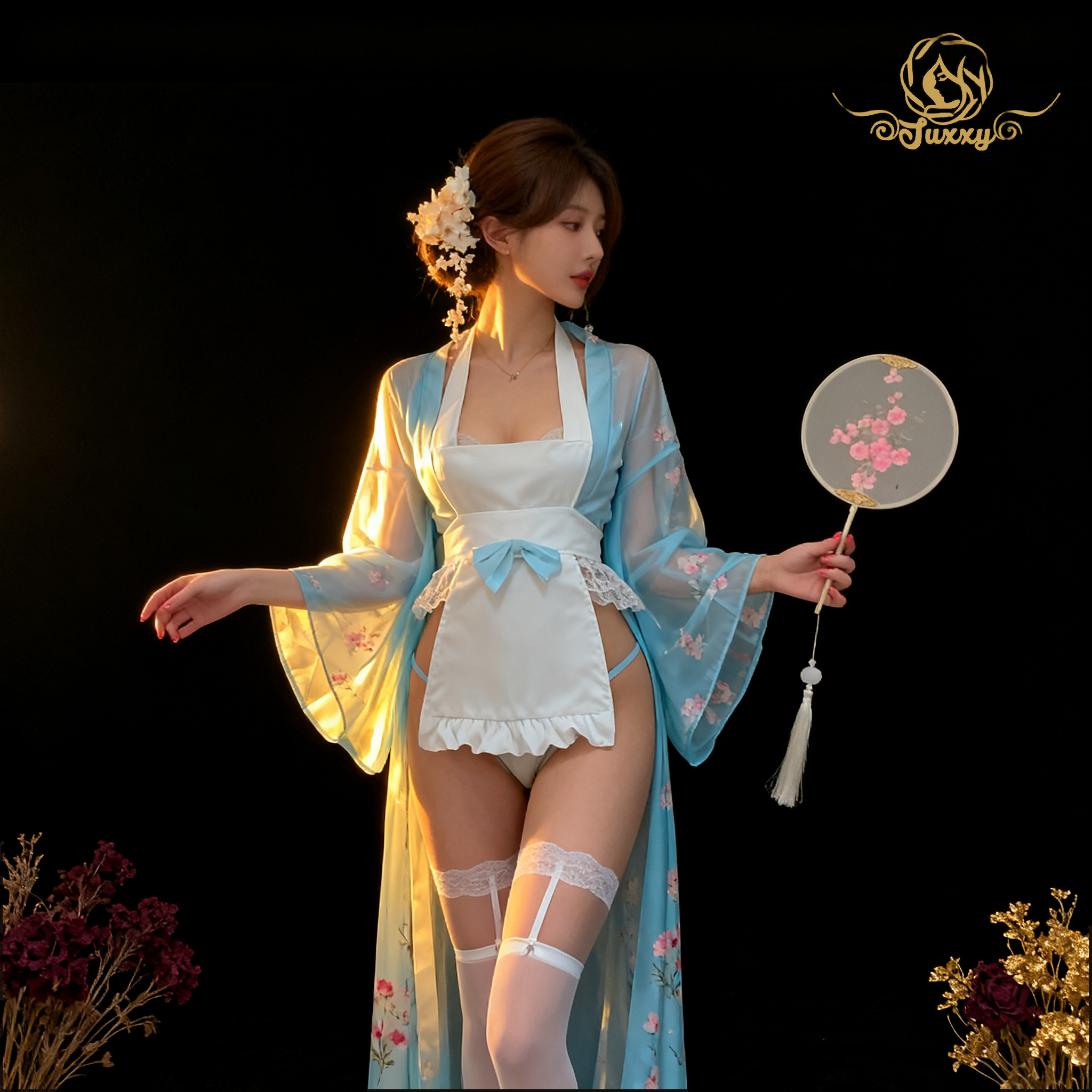 Sexy and comfortable kimono-style cosplay ?? High-quality pajamas with lace trim ??