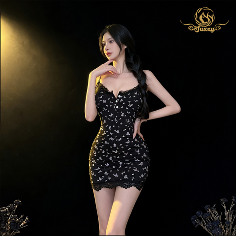🌙silky camisole nightgown · black · breathable gentle touch
