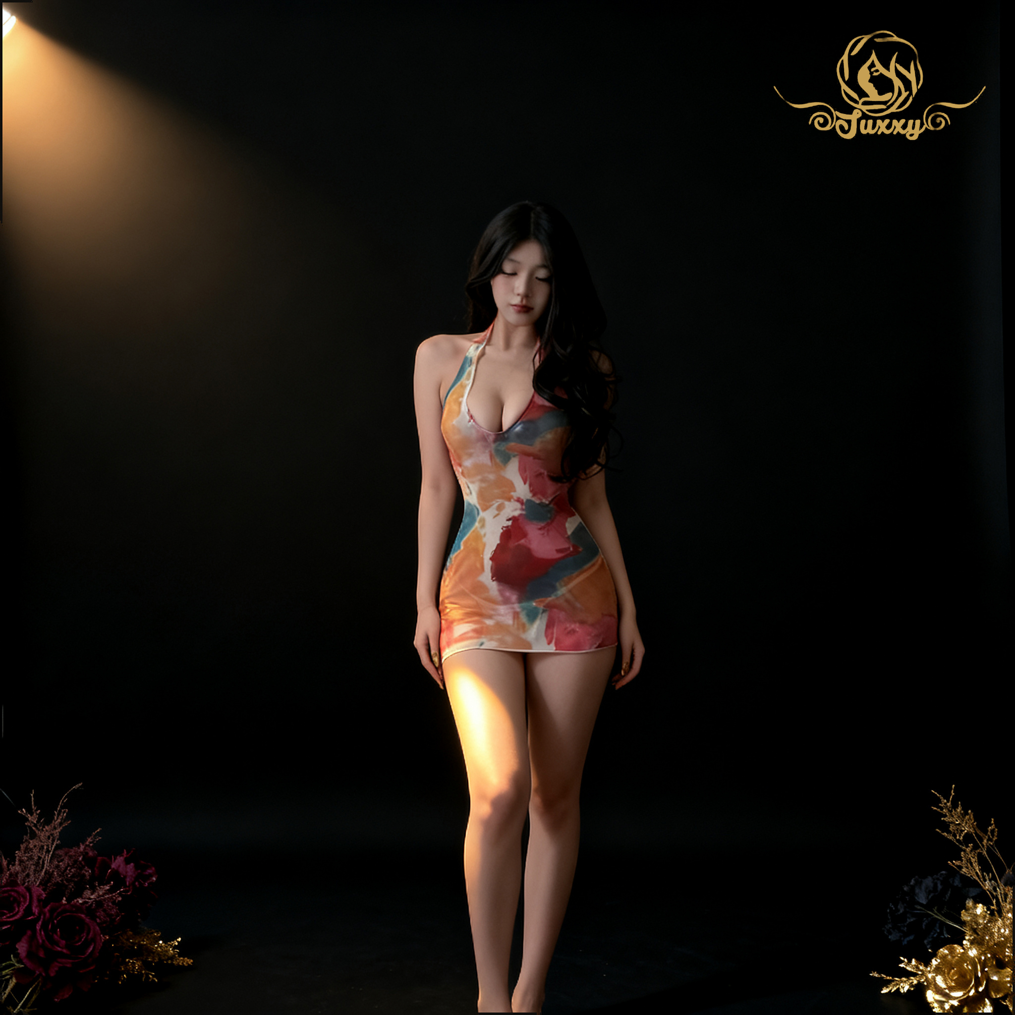 💋lace & mesh bodysuit · orange · soft stretch fit