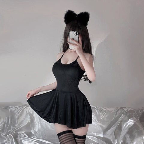 Solid color, skin-friendly, backless, sexy camisole nightgown ??