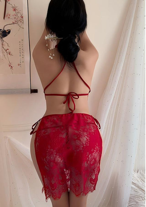 "Classic Beauty" ??High-End Lace Nightgown, Classic Cheongsam Style, Thin and Sexy Lingerie??