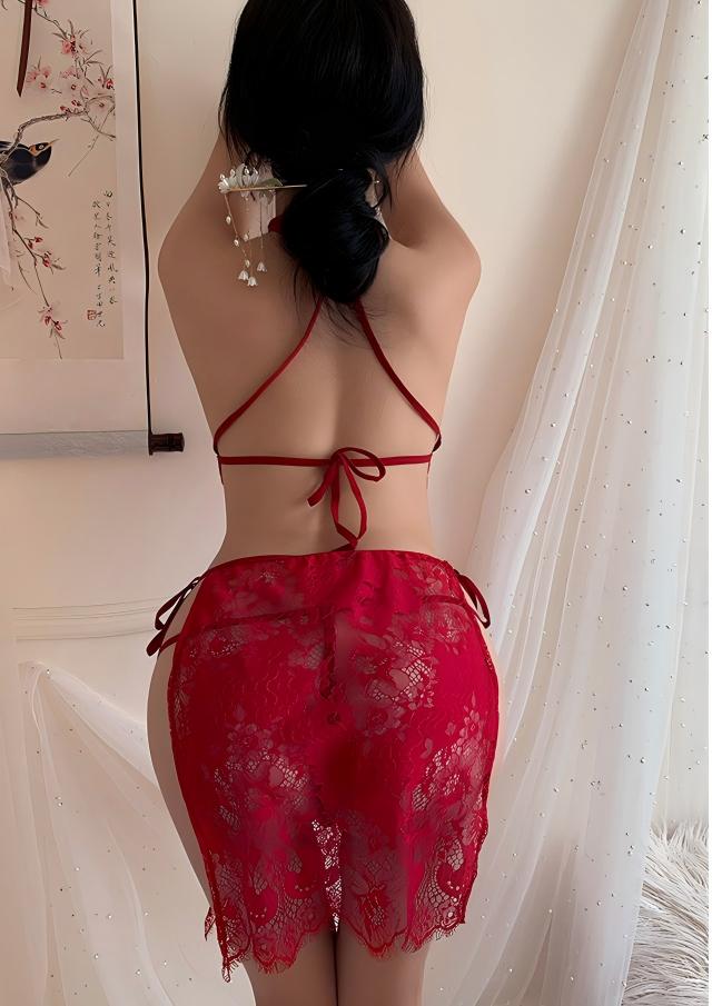 "Classic Beauty" ??High-End Lace Nightgown, Classic Cheongsam Style, Thin and Sexy Lingerie??