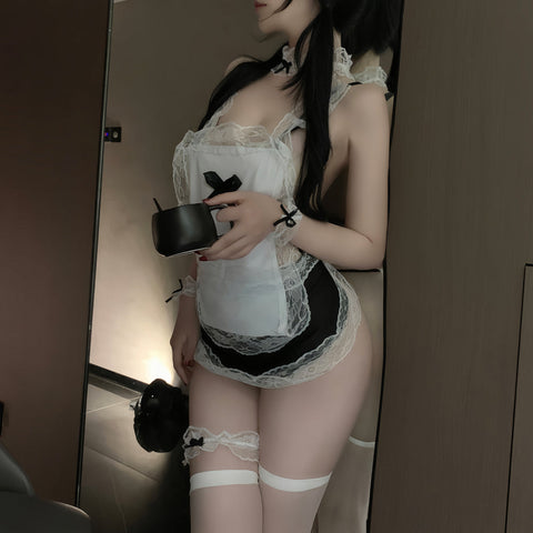 Simple and?? straightforward, this maid outfit features a sexy??, revealing cutout design.