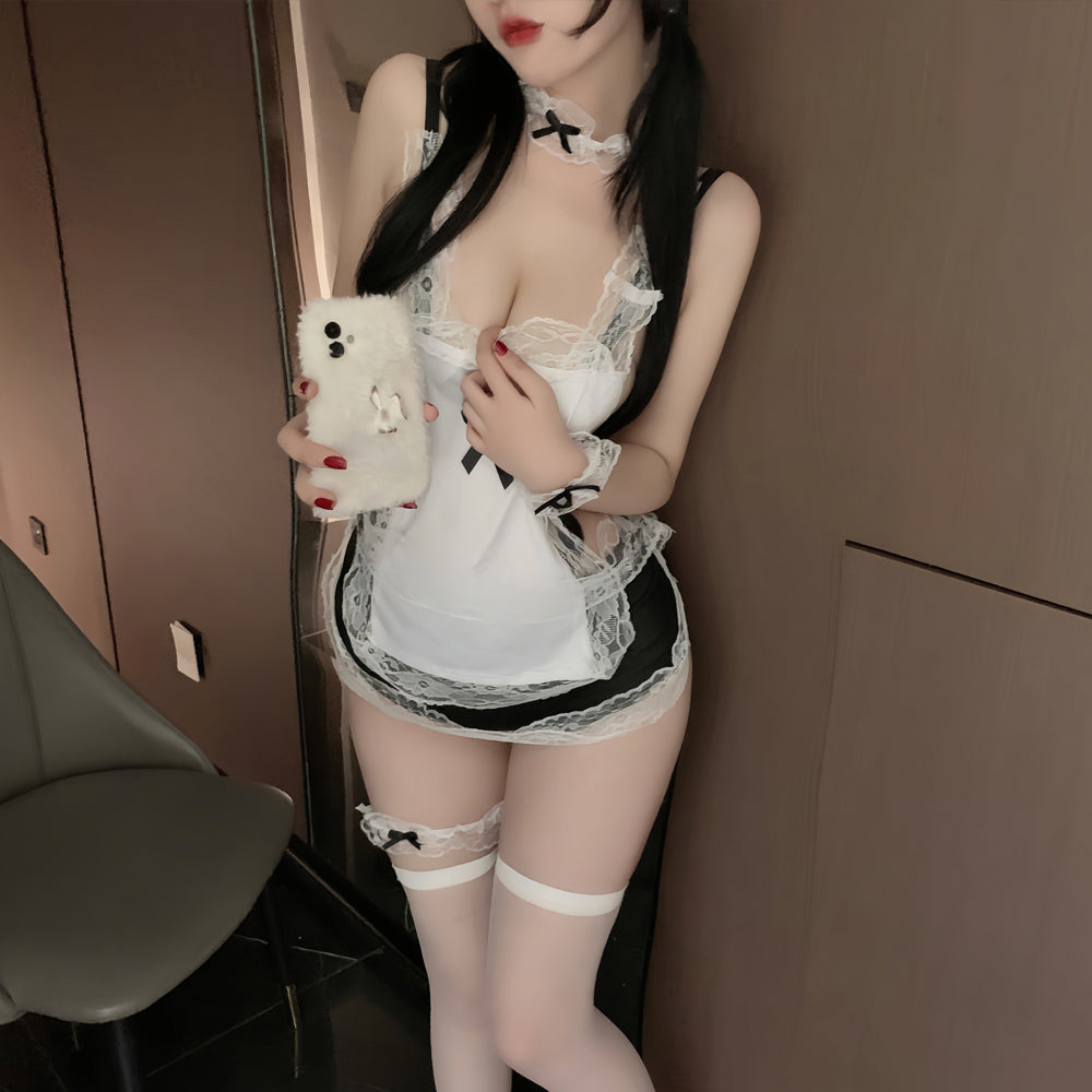 Simple and?? straightforward, this maid outfit features a sexy??, revealing cutout design.