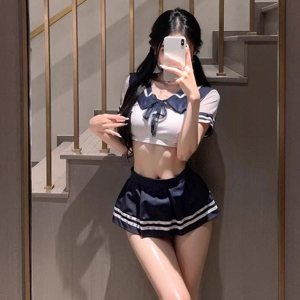 Japanese style 👗 schoolgirl style JK sailor suit sexy uniform set🏫