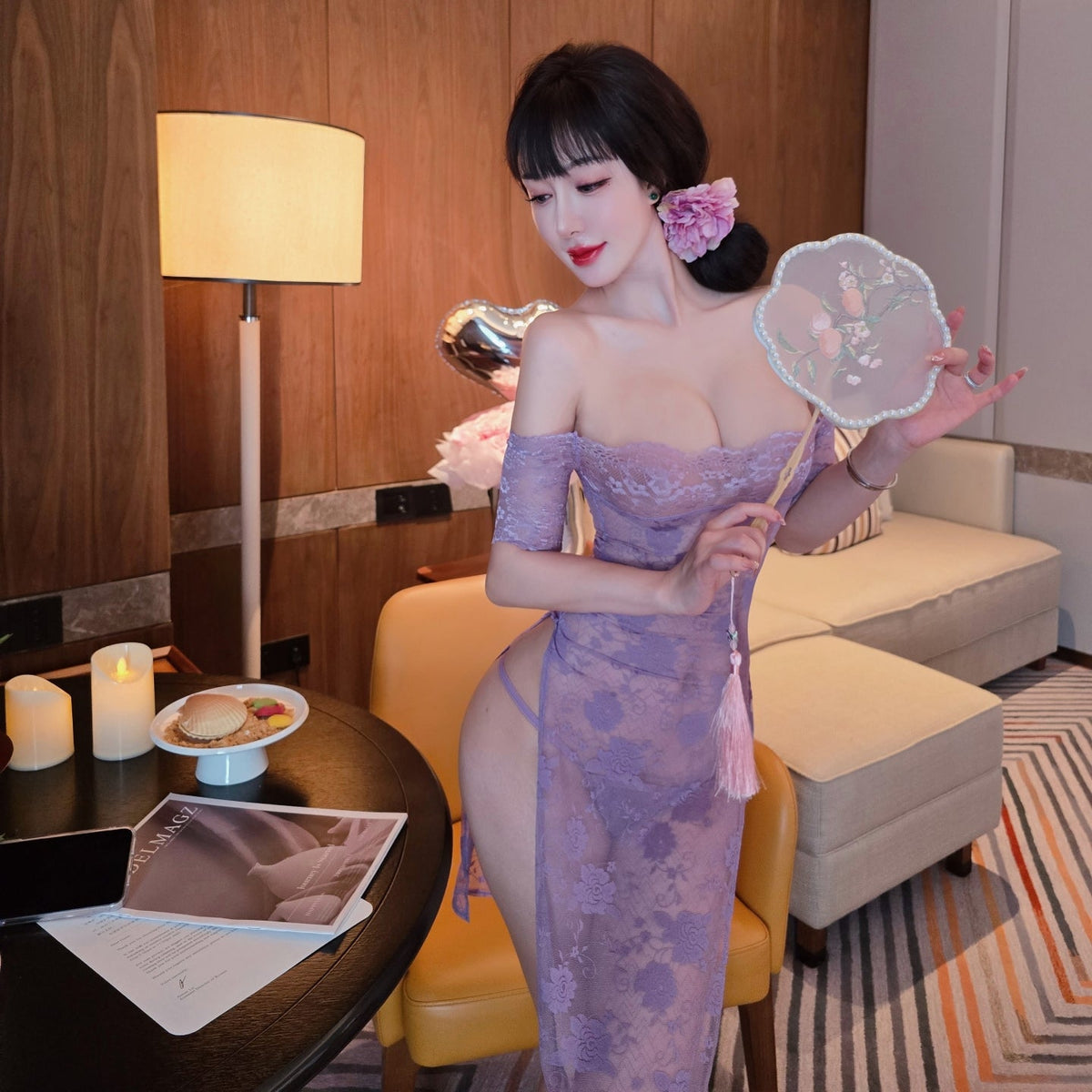 "Romantic Purple Rose"?? Purple Mesh Strapless Maxi Dress - A sophisticated and alluring dress with a mature, elegant style.??