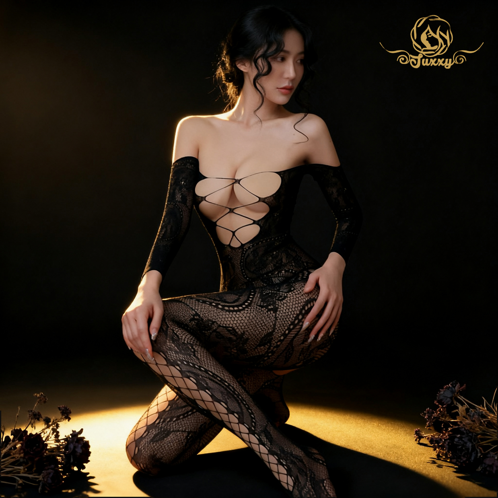 🕸fishnet mesh set · Black · fishnet stretch fit